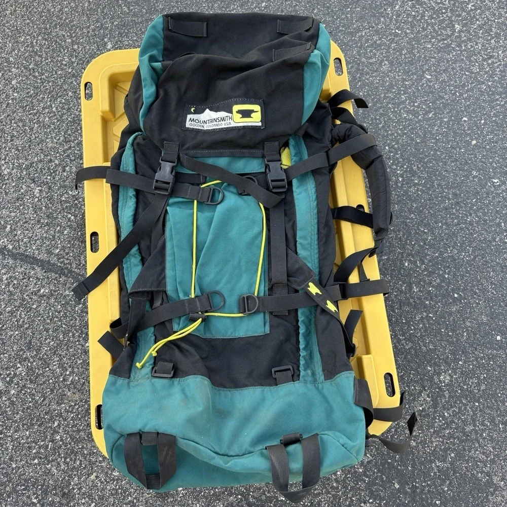 Vtg Mountainsmith Backpacking Pack Black Teal‎ Heritage Internal Aluminum Frame